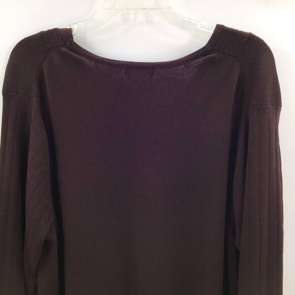 Vintage Sz. 22/24 Cardigan Chocolate Brown Avenue Knit Mother of Pearl Buttons - Picture 6 of 9